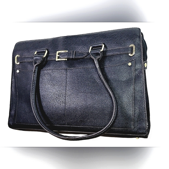 Liz Claiborne Black Laptop Bag Briefcasw with Structured Pebbled Design - Picture 5 of 16